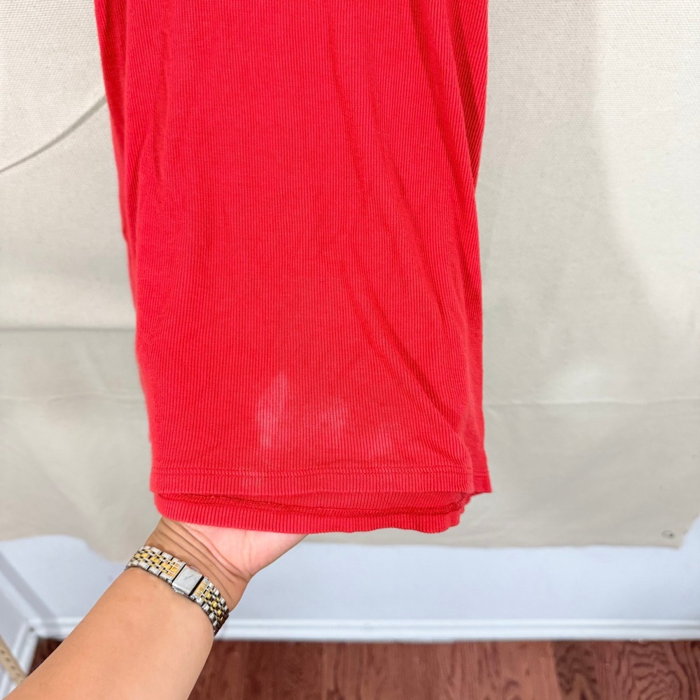 Guess Jeans Red Ribbed Lace Trim Camisole Tank Top XL Bow Rhinestone Y2K - Picture 5 of 6